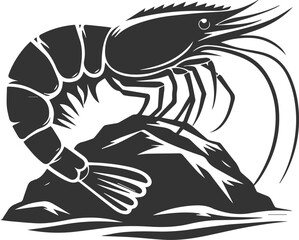 Vector silhouette of a shrimp 