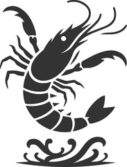Vector silhouette of a shrimp 