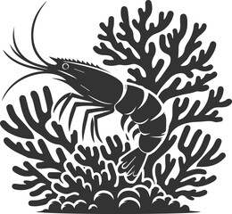 Vector silhouette of a shrimp 