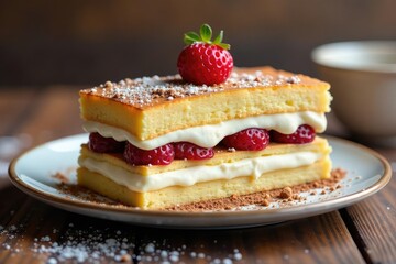 Classic Italian dessert, layers of coffee-soaked ladyfingers and creamy mascarpone , food photography, dessert photography