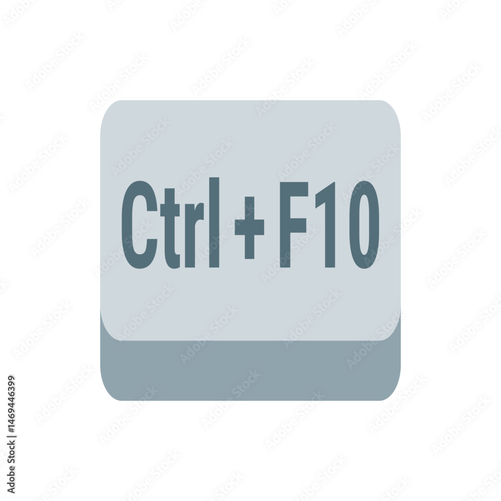 Poster illustration of a gray keyboard button with rounded corners displaying the text ctrl plus f ten in g