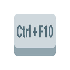 Illustration of a gray keyboard button with rounded corners displaying the text ctrl plus f ten in gray