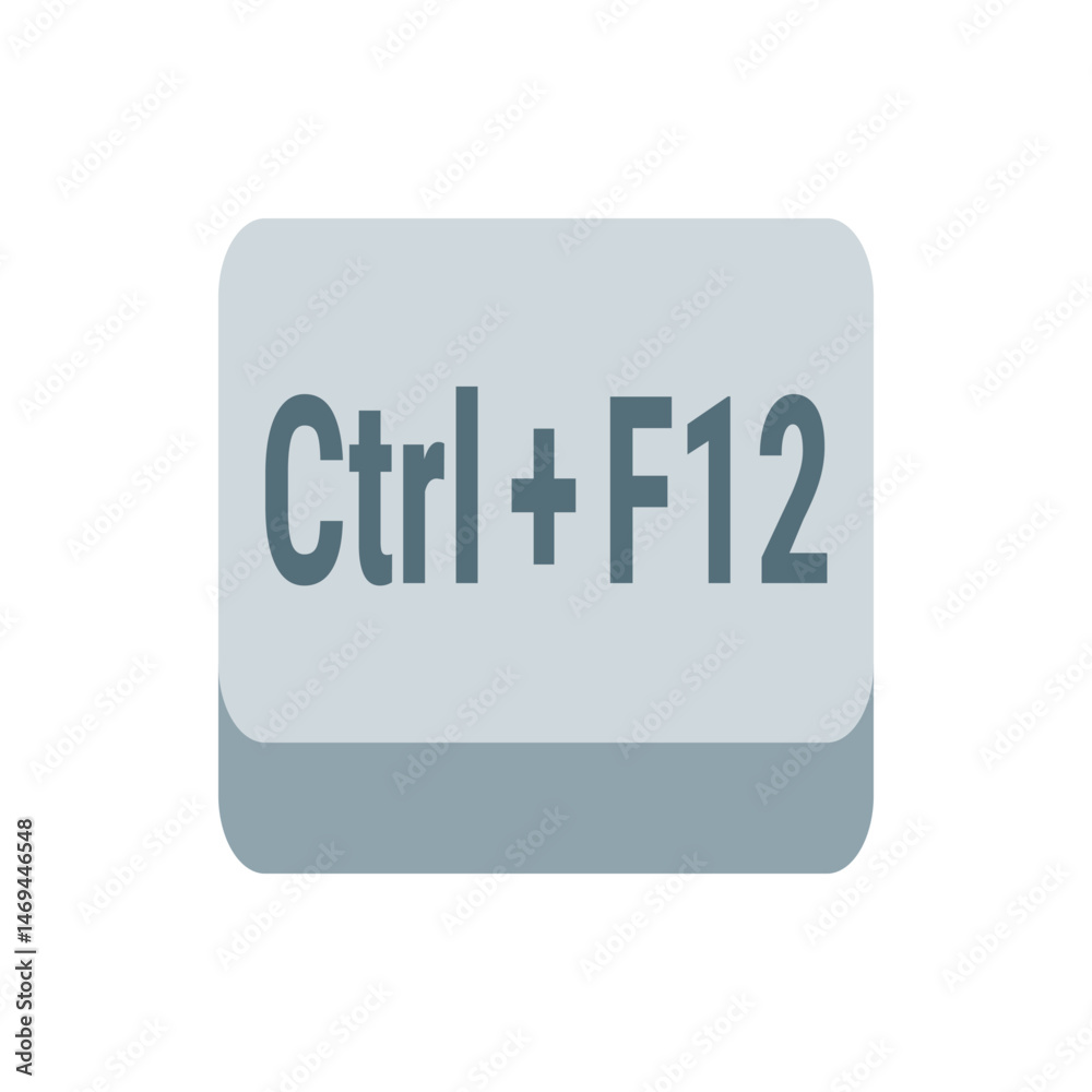 Poster illustration of a gray keyboard button with the text ctrl plus f twelve indicating a shortcut key us