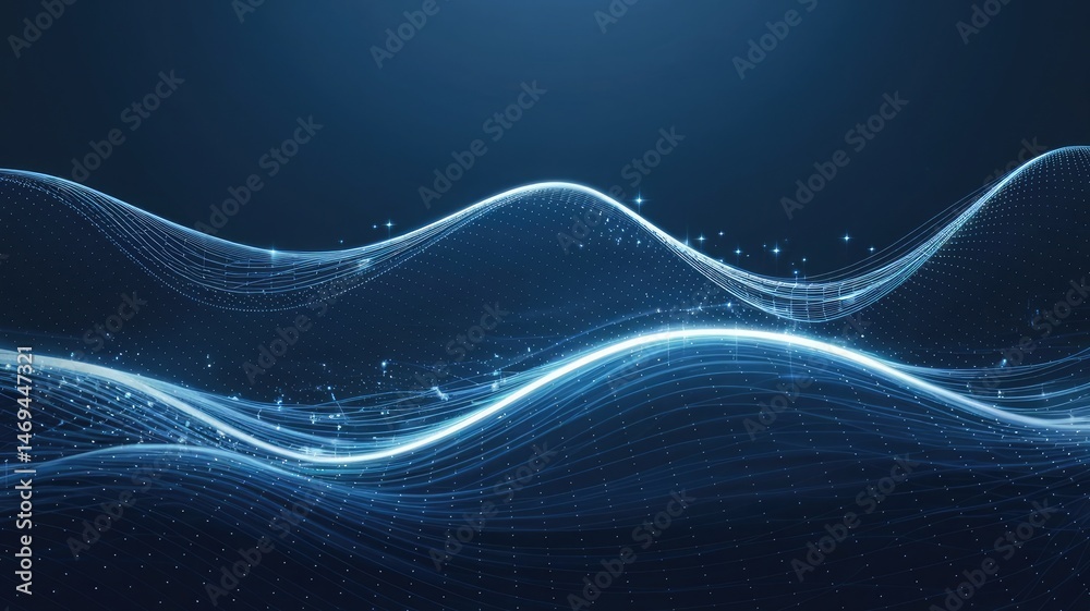 Poster digital wave visualization: a captivating digital visualization showcasing intricate flowing wavefor