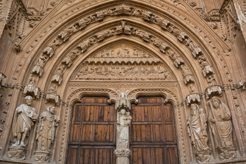 Beautiful facade of the Cathedral of Santa Maria of Palma in Palma de Mallorca, Balearic Islands, Spain.