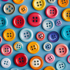 Fototapeta premium A vibrant assortment of colorful buttons, arranged in a visually appealing and artistic layout. Generative AI