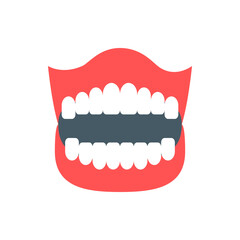 Illustration of a mouth with teeth and lips, featuring a dark gray rectangle between the teeth rows