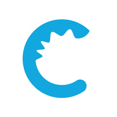 Creative Blue Letter C Logo with Sunburst Cutout