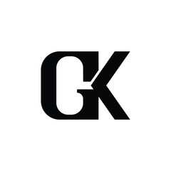 Modern GK or KG monogram logo in black, featuring sharp geometric lines and a seamless letter integration. Perfect for personal branding, tech companies, or contemporary business identity.