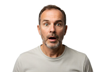 Fototapeta premium Surprised Man Face Stock Photo isolated on white background
