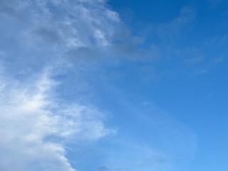 bright blue sky background with beautiful white clouds, clear sky in the afternoon