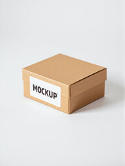 Fototapeta premium Simple cardboard box mockup. Minimalist design, clean lines. Ideal for presenting products. Modernity and conciseness in every detail.