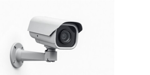 A sleek, modern security camera is mounted on a white wall, showcasing its design and functionality, designed to enhance safety and monitoring in various settings.