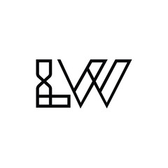 LW monogram logo design letter text name symbol monochrome logotype alphabet character simple logo