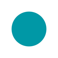 A teal circle dominates the frame creating a simple yet striking visual element against white background