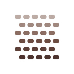 Rows of rounded rectangles in shades of brown from light to dark on a white background arranged neatly