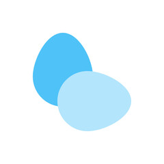 Two oval shapes in different shades of blue overlapping each other on a white background creating a simple design