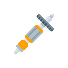 Illustration of a satellite with gray body and orange accents against a white background in simple style
