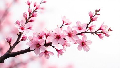 Obraz premium Intricate sakura branch pattern, white background, fine detail, pink, floral