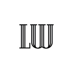 LW monogram logo design letter text name symbol monochrome logotype alphabet character simple logo