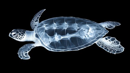 Fototapeta premium X-ray of a Turtle's Shell: X-ray image of a turtle, focusing on the internal structure of the shell and the skeletal system within. 