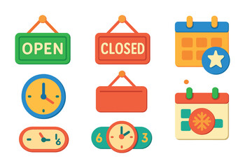 Business and office flat icons set &ndash; solid, filled, work and productivity symbols