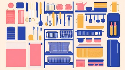 Organized Kitchen Utensil Flatlay.
