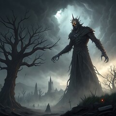 halloween landscape with dragon
