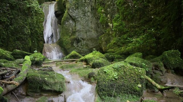 Le &laquo; Gour de Conche &raquo; est une cascade situ&eacute;e dans un petit cirque rocheux, peinte par Gustave Courbet en 1864. au pied du Mont Poupet dans le Jura