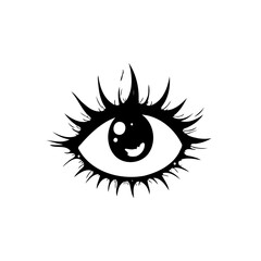 Abstract representation of a stylized eye with sharp, spiky lashes illustration