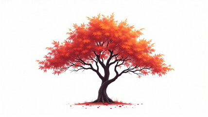 autumn tree isolated on white