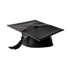 Black Graduation Cap isolated on transparent white background, clipping path