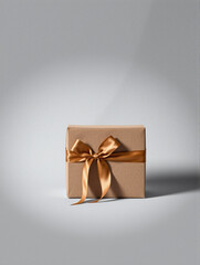Stylish gift box mockup with satin ribbon. Minimalist design, quality materials. Ideal for presenting gifts. Intrigue and elegance in every detail. resolution.