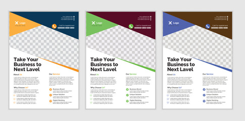  a bundle of 3 templates business flyer design, in blue color, and modern design,marketing,medical proposal, promotion, advertise, publication and editable vector template design