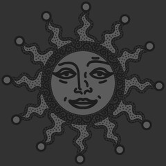 Fototapeta premium antique sun illustration; vintage solar depiction