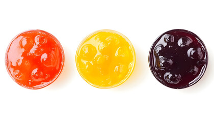 Fototapeta premium Tasty sweet jam isolated on white, top view