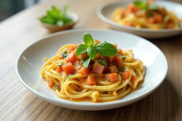 Close-up of untouched meal, minimalist setting, lifestyle, still life