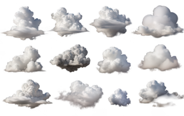 Cloud Collection: A curated collection of realistic, fluffy cumulus clouds. The different shapes and sizes, all perfectly capturing their dynamic essence.