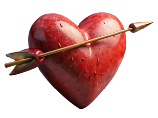Red Heart Pierced by Arrow: Love Romance Valentine Image