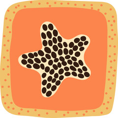 Artistic hand drawn illustration of square papaya. Vector drawing of exotic fruit slice with seeds and pulp isolated on white background. Drawing of summer vegan dessert for your printing.