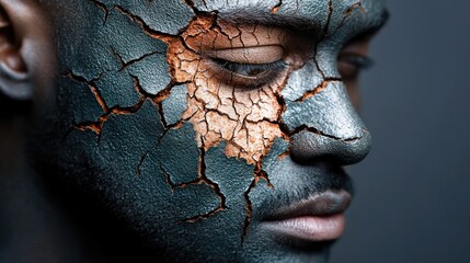 Obraz premium Skin on the neck cracking like dry land in a forgotten wilderness.