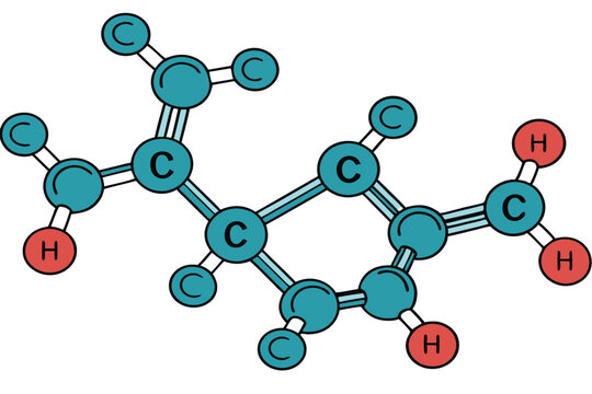 36 molecular structure, chemical diagram, chemical formula, 3D model, hexane molecule, molecular bonds, atomic structure, scientific illustration, blue and teal, glossy, rendered, detailed