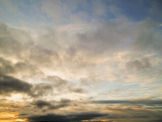Blue cloudy sky, nature background for design. Clouds have random shape and form.