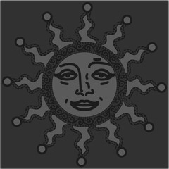 antique sun illustration; vintage solar depiction