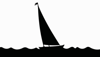 Sailboat silhouette gliding on waves, serene journey