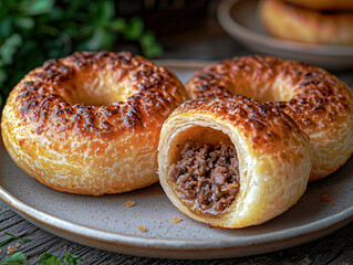 Peremyachi Tatar-style fried pastries with a hole in the center