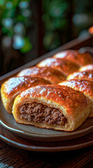 Pirozhki soft golden baked pastries with a juicy meat filling