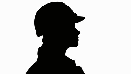 Woman's silhouette wearing a hard hat, symbol of empowerment