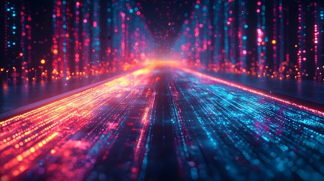 Glowing digital road leading to business opportunities