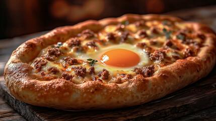 Adjarian khachapuri boat-shaped bread with cheese